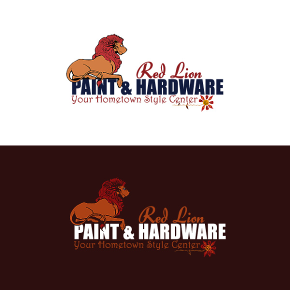 a lion logo for paint and hardware.