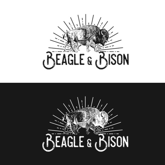 a black and white logo for beagle & bison.