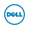 a dell logo on a black background.
