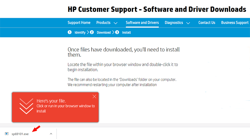 a screenshot of the hp customer support software.