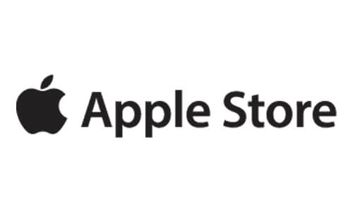 an apple store logo on a white background.