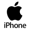 an apple logo with the words iphone on it.