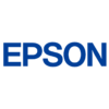 a blue epson logo on a green background.