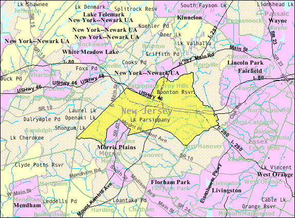 Parsippany, Troy Hills NJ Census Map