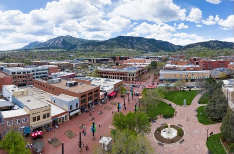 Overhead view of the city of Boulder Co