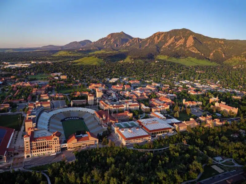 Drone View Of Boulder-Colorado City And Rocky Mountain Foothills