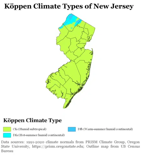 Köppen Climate Types Of NJ