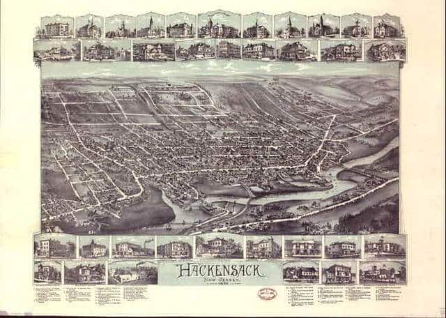 Aerial View Of Hackensack in the year 1896