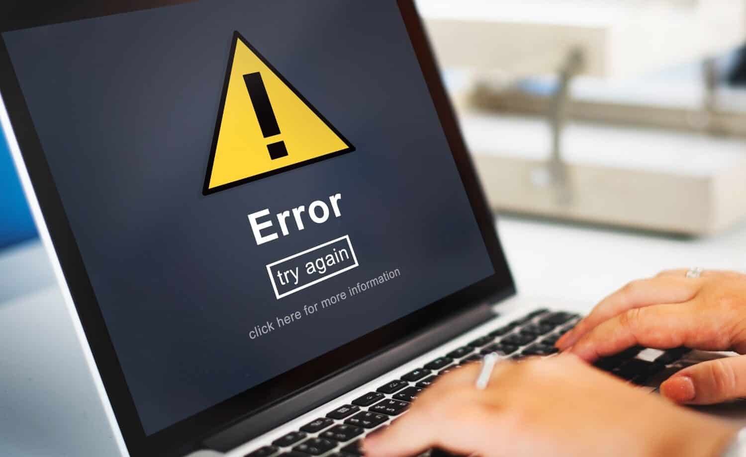 Laptop with Error message