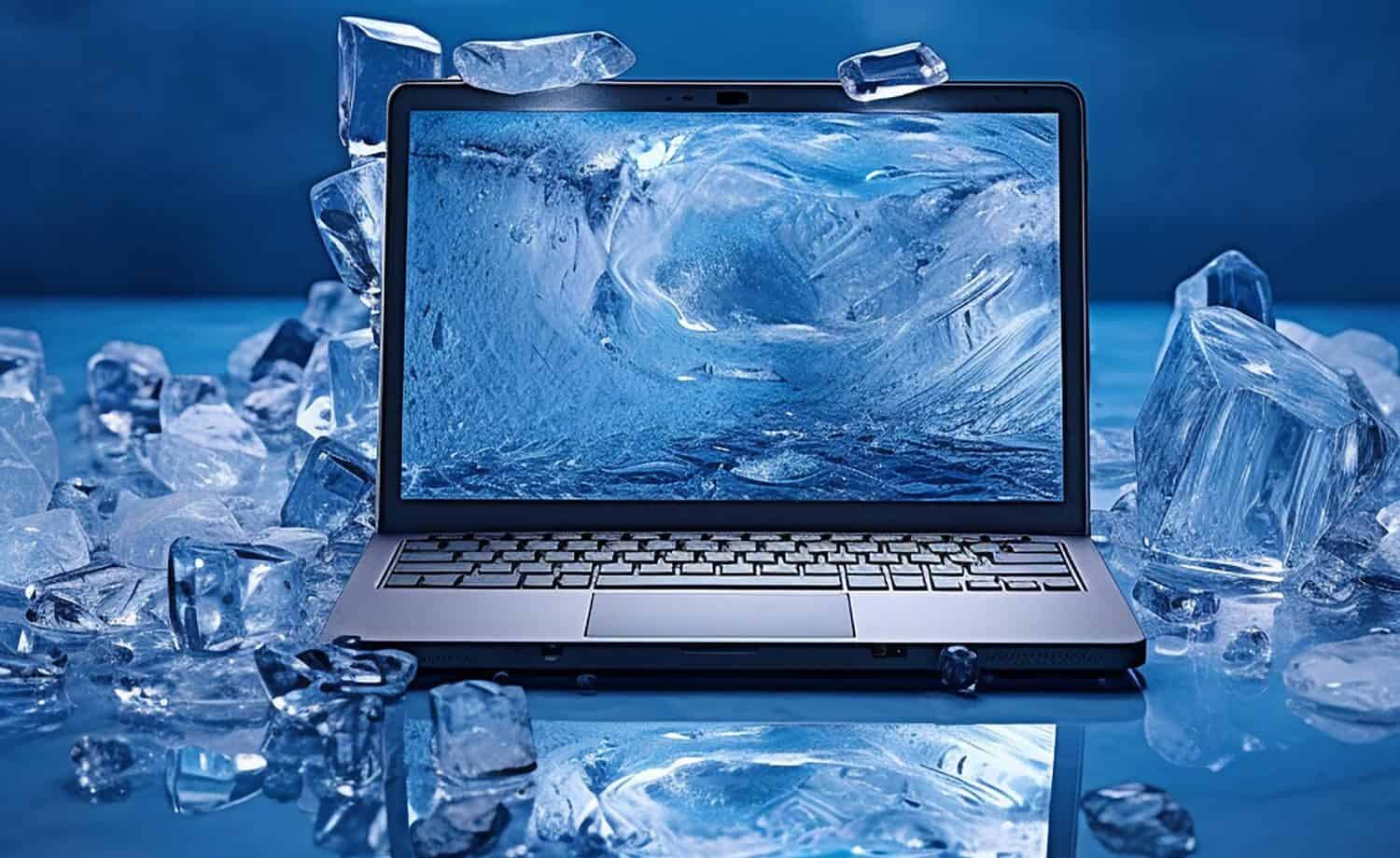 A computer on ice - as if frozen