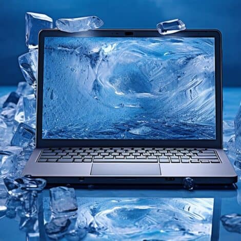 A computer on ice - as if frozen
