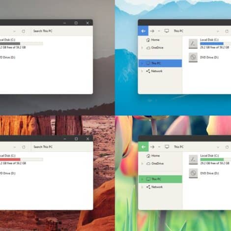 a screenshot of 4 different Windows themes