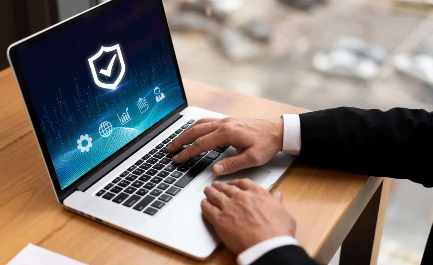 laptop opened to an antivirus scan