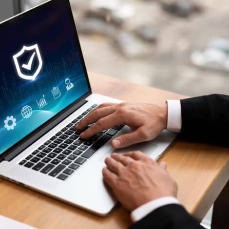 laptop opened to an antivirus scan