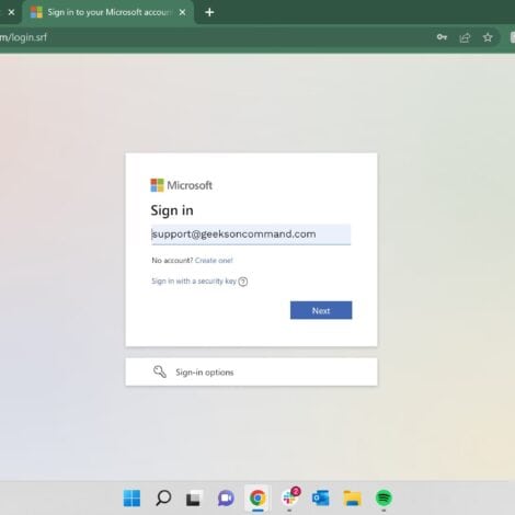 Microsoft Account sign in screen