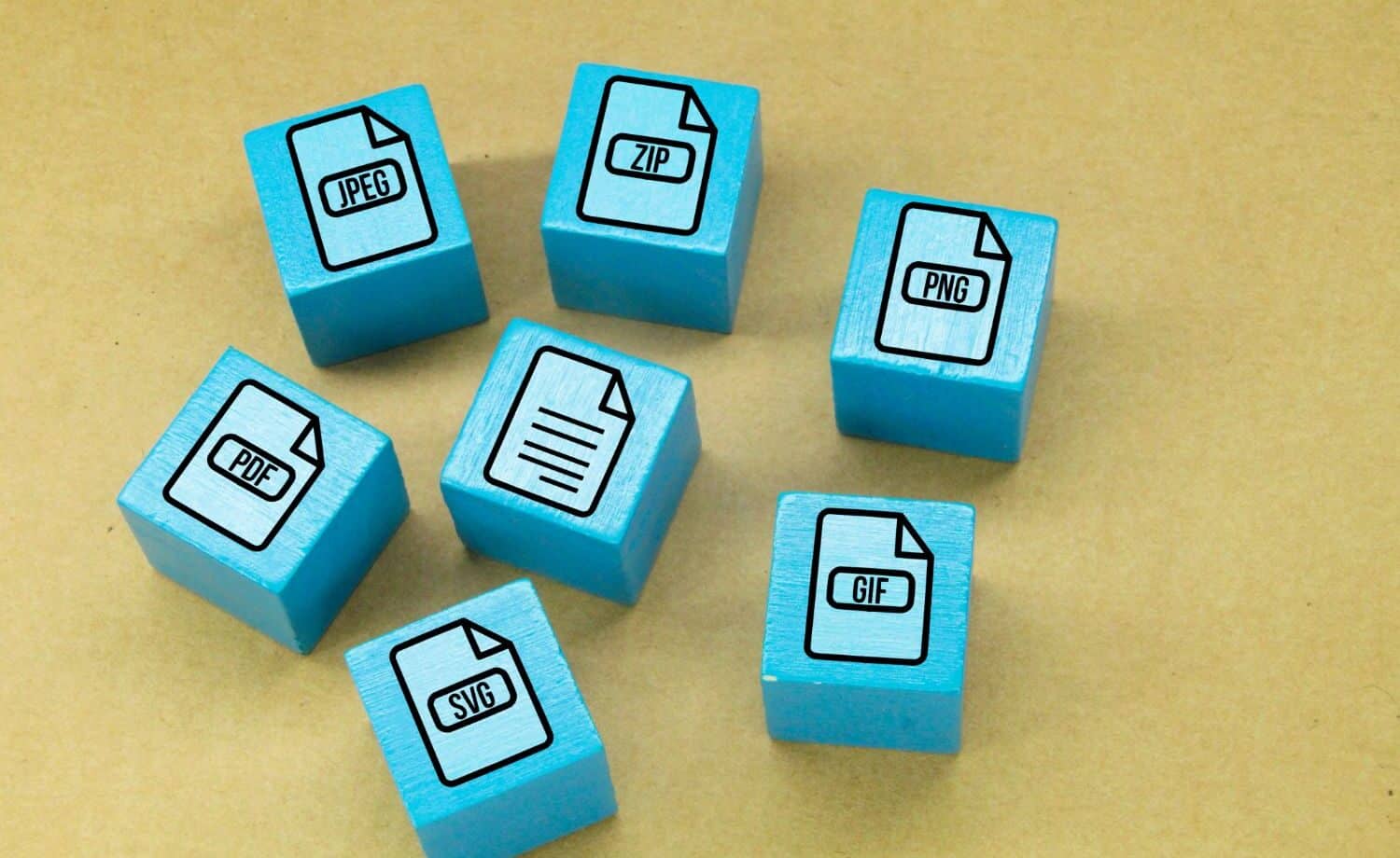 blocks labeled with different computer file extensions, like .pdf and .zip
