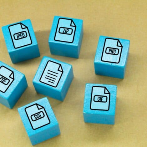 blocks labeled with different computer file extensions, like .pdf and .zip