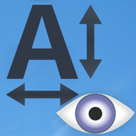 a graphic illustrating a font with arrows showing it can be increased or decreased in size along with an eye to indicate a bigger font may be easier to see