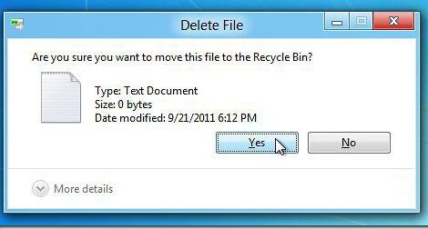 a screenshot of the prompt asking if the user wants to move a file to the recycle bin