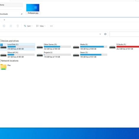 a screenshot of the various drives installed in a computer C:, D:. F: etc.