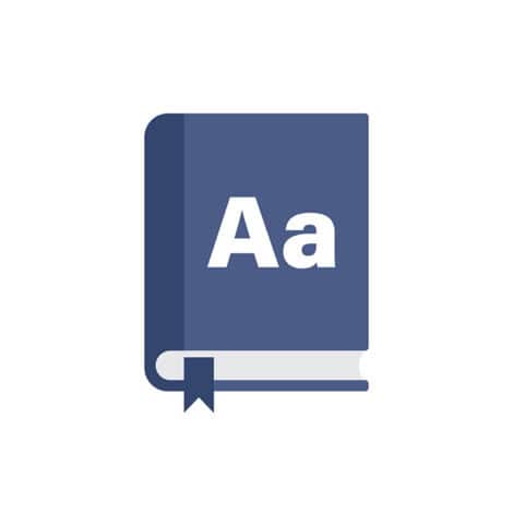 Illustration of a book with "Aa" on the front