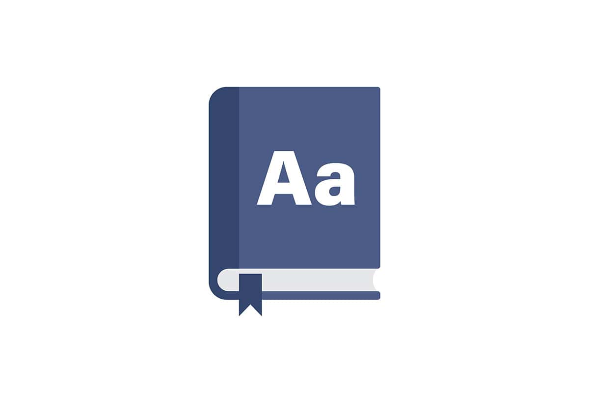 Illustration of a book with "Aa" on the front